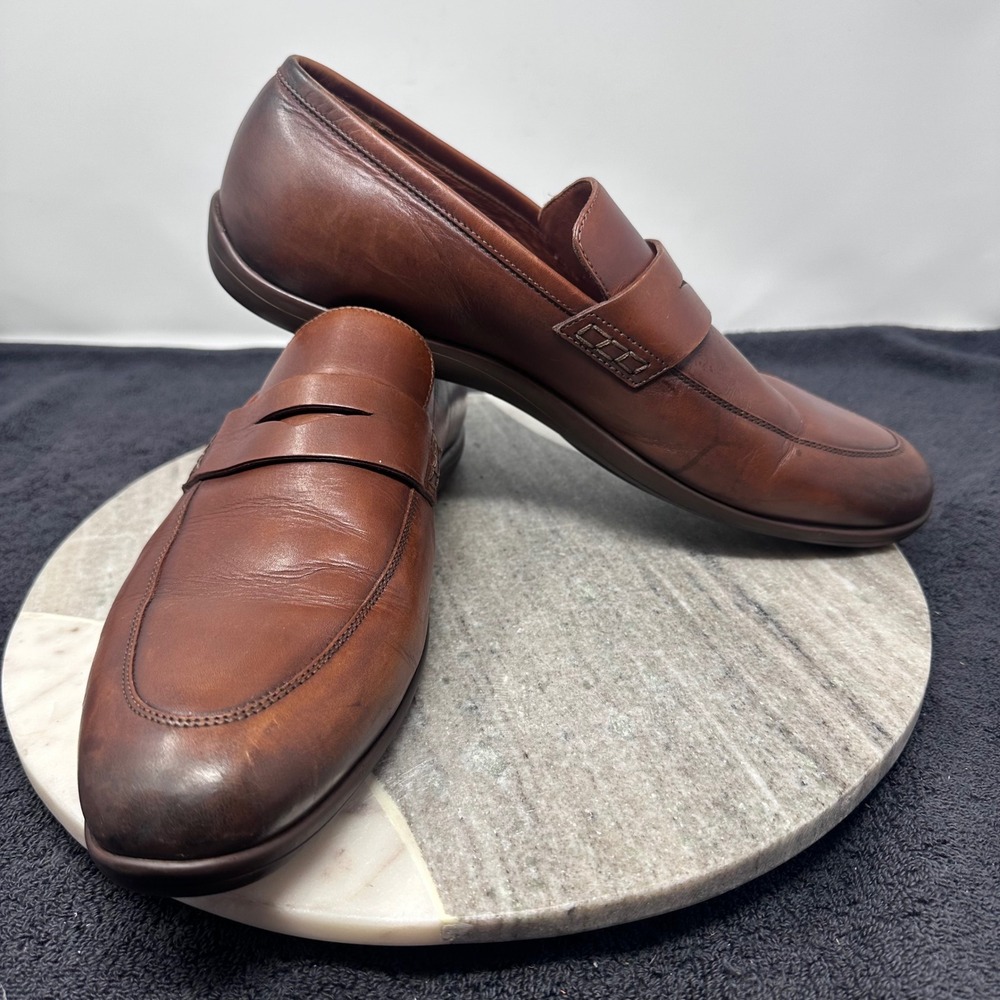 Allen Edmonds Lake Como Brown Leather Penny Loafers Mens 11.5 D Italy Vibram